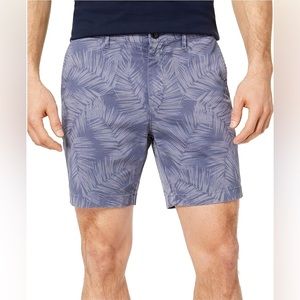 Michael Kors Palm Print Stretch Shorts Smokey Blue